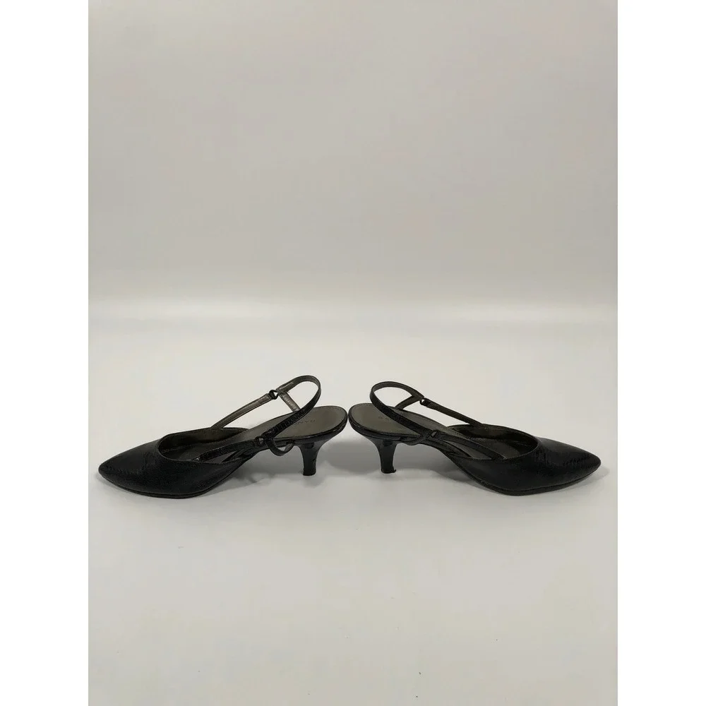 Bandolino Slingback Pointed Toe Kitten Heels Women 7.5 Black 90s Minimalist Chic